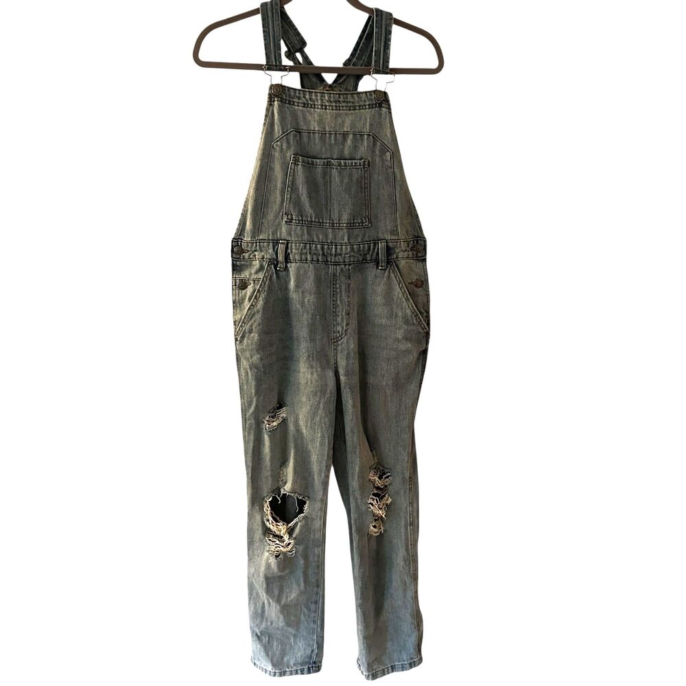 Wild Fable Overalls Womens Small Light Blue Distressed Acid Wash Denim Utility